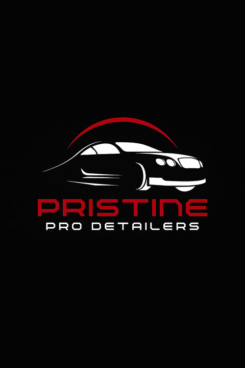 Logo of Pristine Pro Detailers with a car silhouette on a black background